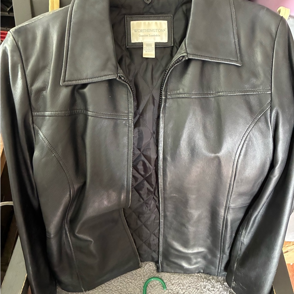 Worthington Black Leather Motorcycle Jacket